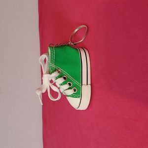 Green / White Tennis Shoe Keychain